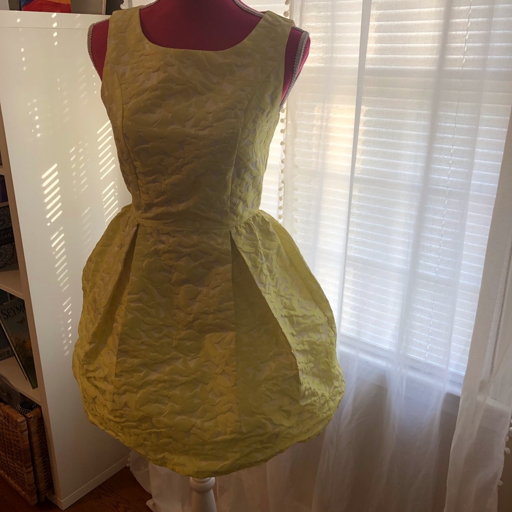Yellow white floral dress